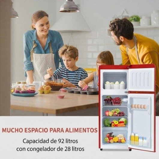 Frigorífico Dos Puertas Welltin Retro Defrost 105,5cm 92L D Rojo