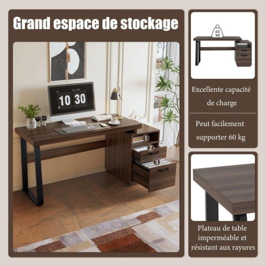 Secretária Welltin NK000103AAD 135x54cm MDF e aço com gavetas