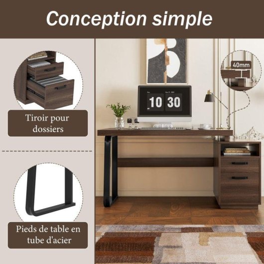 Secretária Welltin NK000103AAD 135x54cm MDF e aço com gavetas
