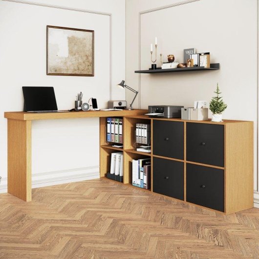 Secretária em L Welltin N880P4180134S MDF 4cm Giratória 360° com Gavetas