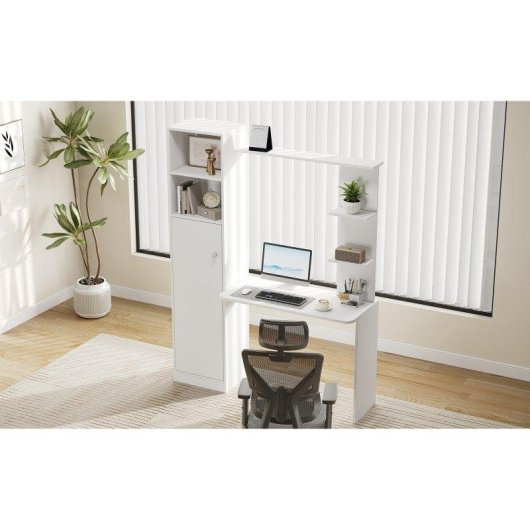 Mesa de Escritorio Welltin 123x45 cm Estanteria e Armario Integrado