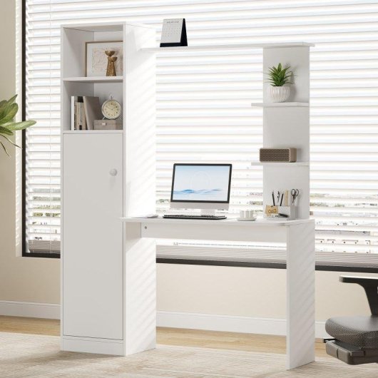 Mesa de Escritorio Welltin 123x45 cm Estanteria e Armario Integrado