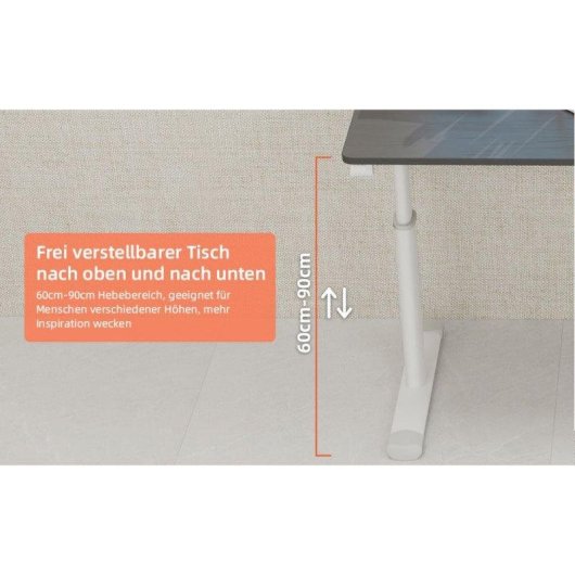 Bureau Welltin W3301P338384 Compact Hauteur Reglable 100x60 cm