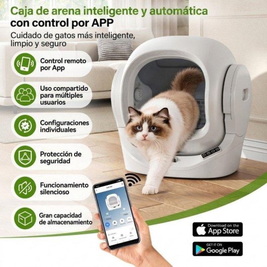 Caja de Arena Inteligente Welltin Auto-limpieza 68L Sensores Infrarrojos y Gravedad