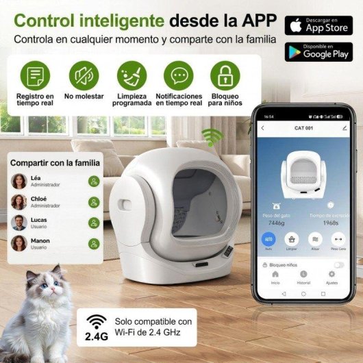 Caja de Arena Inteligente Welltin Auto-limpieza 68L Sensores Infrarrojos y Gravedad