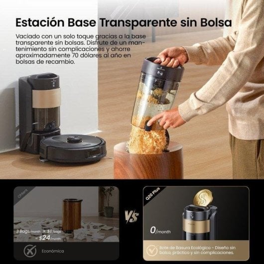 Aspirador robot sem Saco Proscenic Q20Plus 15000 Pa 200 min Autonomia Antiemaranhamento