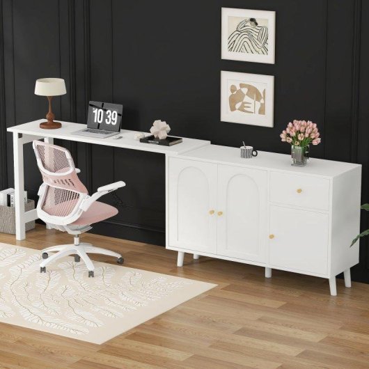 Secretária Welltin N880P3174156W 120x40cm 50kg Giratória 360° com Aparador Branco