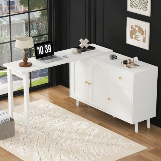 Secretária Welltin N880P3174156W 120x40cm 50kg Giratória 360° com Aparador Branco