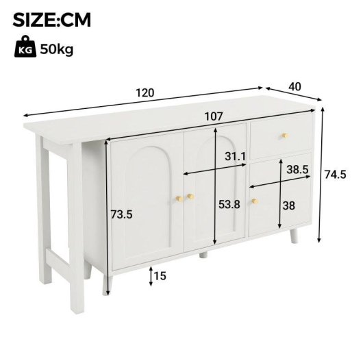 Secretária Welltin N880P3174156W 120x40cm 50kg Giratória 360° com Aparador Branco
