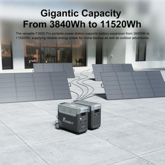 Estación de energía Fossibot F3600 Pro 3840Wh 9 puertos AC, DC y USB Batería LiFePO4 Carga rápida