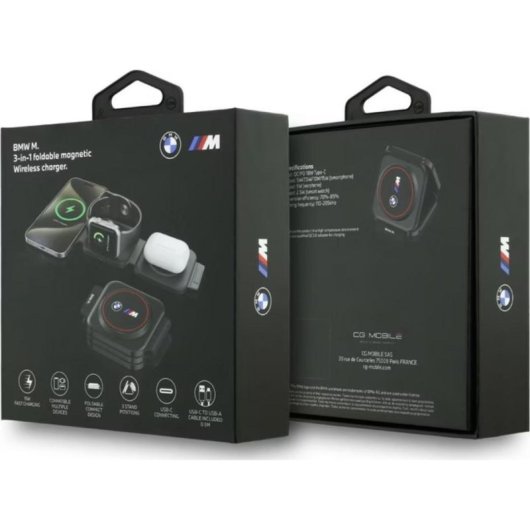 Cargador inalámbrico BMW M Q2 Print Logo 3 en 1 Rojo Plegable MagSafe