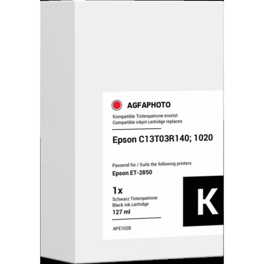 Cartucho de tinta AGFAPHOTO APE102B Negro compatible con Epson