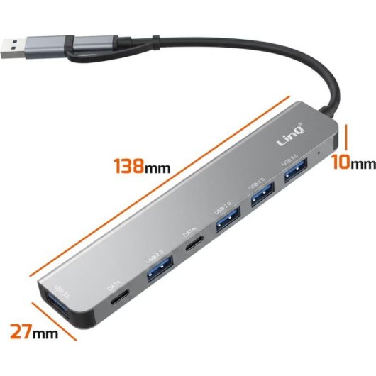 Hub LinQ 7 ports 5 Gbps USB-C modèle IT7808 avec lecteur SD