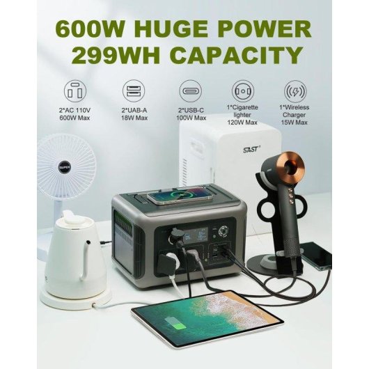 Station d’énergie Allpowers R600 299Wh 8 ports LiFePO4 Charge rapide solaire UPS