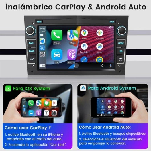 Autoradio JUNSUN 7 Zoll Android 15 CarPlay GPS Opel Meriva Corsa Astra Schwarz