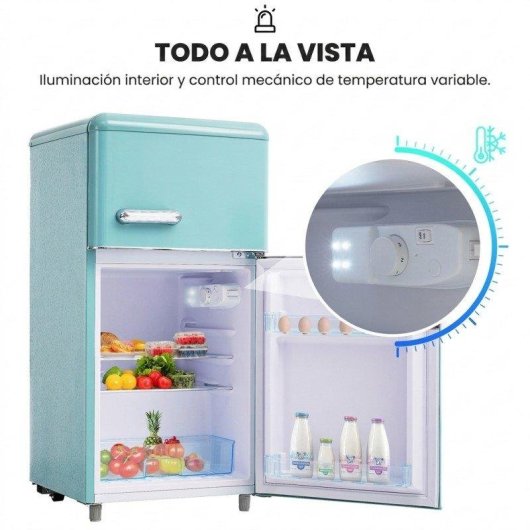 Frigorífico Mini Welltin Dos Puertas Defrost 91cm 72L E Cian