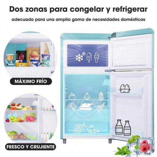Frigorífico Mini Welltin Dos Puertas Defrost 91cm 72L E Cian