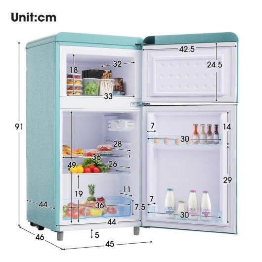 Frigorífico Mini Welltin Dos Puertas Defrost 91cm 72L E Cian