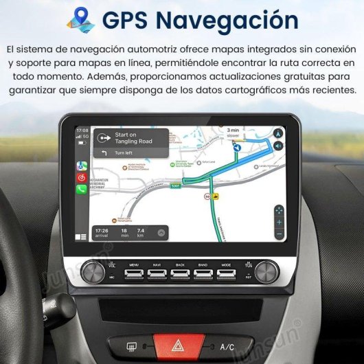 Autoradio JUNSUN 10.1" Android 15 CarPlay GPS Toyota Aygo / Citroen C1 / Peugeot 107