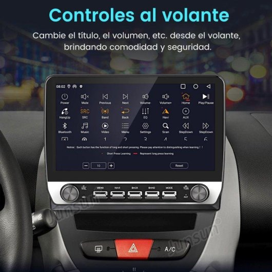 Autoradio JUNSUN 10.1" Android 15 CarPlay GPS Toyota Aygo / Citroen C1 / Peugeot 107