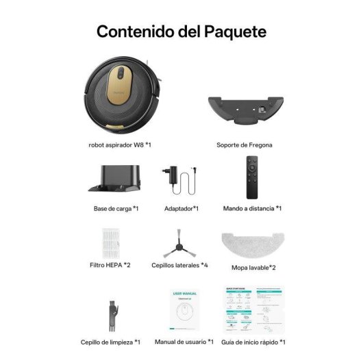 Robot Aspirador Vactidy W8 Navegación Inteligente 5.000 Pa Potente Succión