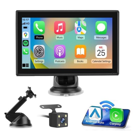7-Zoll Display JUNSUN CarPlay Android Auto Drahtlos