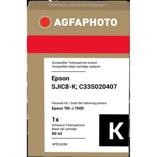 Cartucho de tinta Negro AGFAPHOTO APESJIC8K para Epson