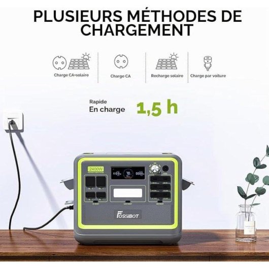 Station d’énergie Fossibot F2400 2048Wh 6 AC, 6 USB, 4 DC ports Batterie LiFePO4 Charge rapide