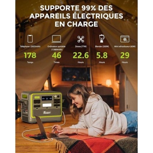 Station d’énergie Fossibot F2400 2048Wh 6 AC, 6 USB, 4 DC ports Batterie LiFePO4 Charge rapide