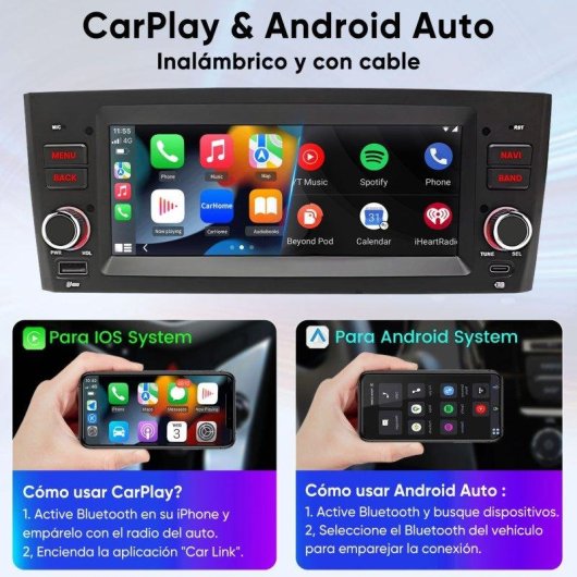Autoradio JUNSUN 6.86" Android 15 CarPlay GPS Wifi Fiat Grande Punto/Linea