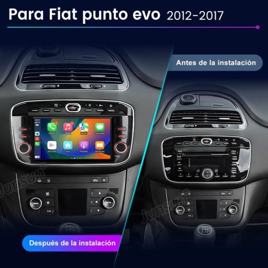 Autoradio Android 15 JUNSUN Pantalla 7" táctil CarPlay GPS Bluetooth Fiat Punto EVO y Linea