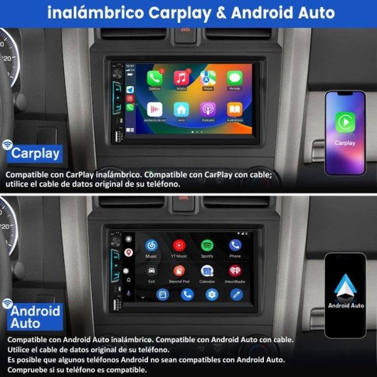 2DIN Autoradio JUNSUN CarPlay und Android Auto kabellos