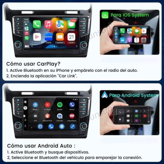 Autoradio JUNSUN 9" Android 15 con Carplay y GPS para VW Golf 7