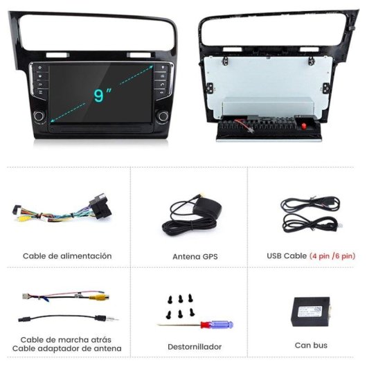 Autoradio JUNSUN 9" Android 15 con Carplay y GPS para VW Golf 7