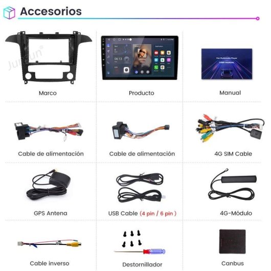 Autoradio JUNSUN Android 15 4GB 64GB Pantalla 9" Ford S-Max 2006-2014