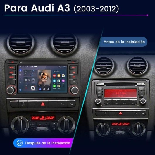 Autoradio JUNSUN 2+64gb Android 15 GPS CarPlay Wifi DAB USB Audi A3 8P