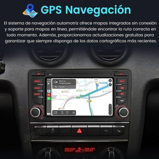Autoradio JUNSUN 2+64gb Android 15 GPS CarPlay Wifi DAB USB Audi A3 8P