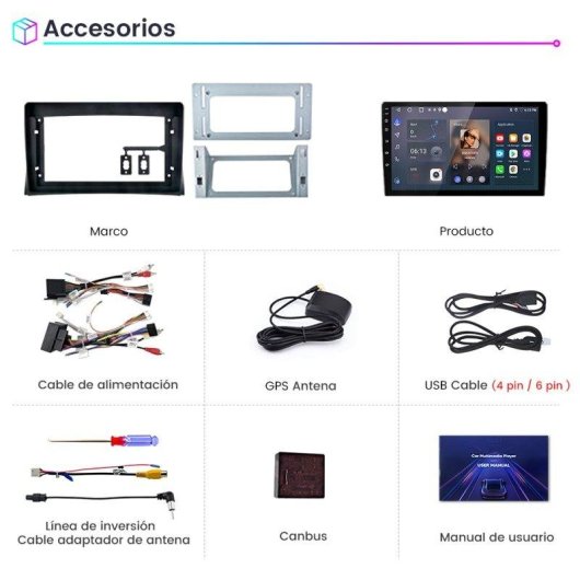 Autoradio JUNSUN 2+64GB Android 15 CarPlay GPS Navigation Bluetooth WiFi