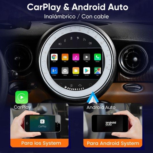 Autoradio Android 15 2+32GB mit CarPlay GPS fuer BMW Mini R52/R56