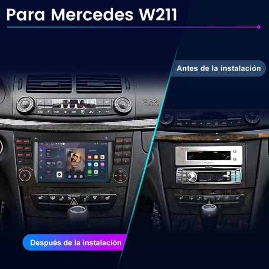 Autoradio Android 15 JUNSUN 7" con CarPlay y GPS para Mercedes Clase E y CLS