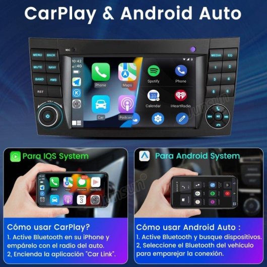 Autoradio Android 15 JUNSUN 7" con CarPlay y GPS para Mercedes Clase E y CLS