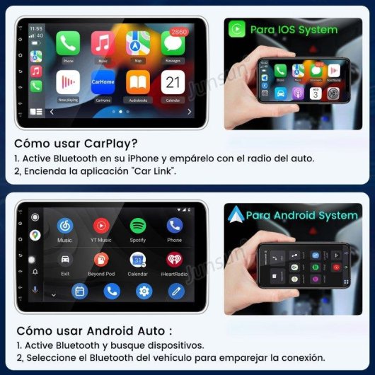 Autoradio 1DIN JUNSUN 10,1 Zoll Android 15 CarPlay GPS