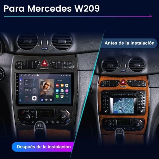 Autoradio JUNSUN Android 15 6+128GB CarPlay 9" para Mercedes Benz C/CLK/G