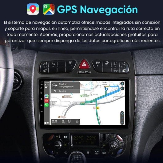 Autoradio JUNSUN Android 15 6+128GB CarPlay 9" para Mercedes Benz C/CLK/G