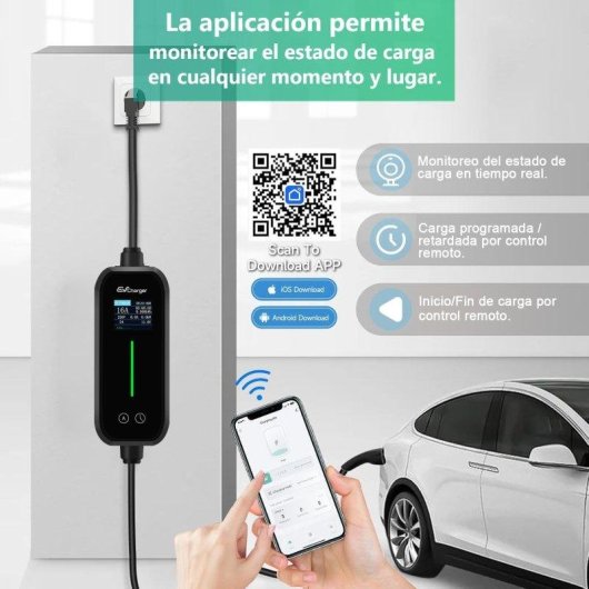 Cargador EV portátil Junsun Tipo 2 3.5 kW 16A Cable 8 m IP65