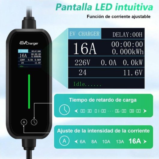 Cargador EV portátil Junsun Tipo 2 3.5 kW 16A Cable 8 m IP65