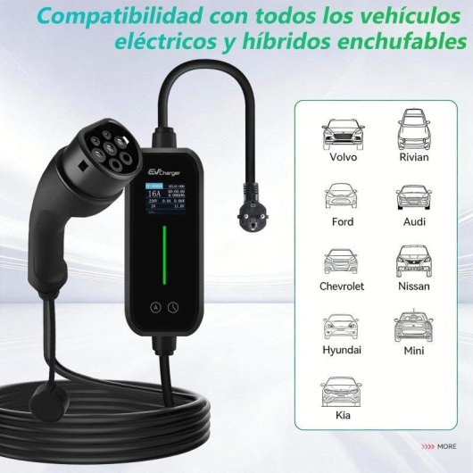 Cargador EV portátil Junsun Tipo 2 3.5 kW 16A Cable 8 m IP65