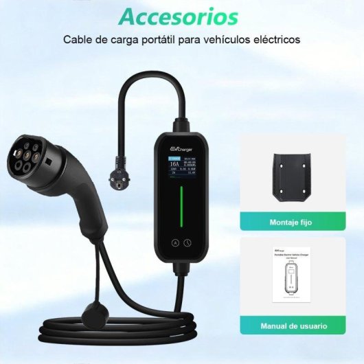 Cargador EV portátil Junsun Tipo 2 3.5 kW 16A Cable 8 m IP65