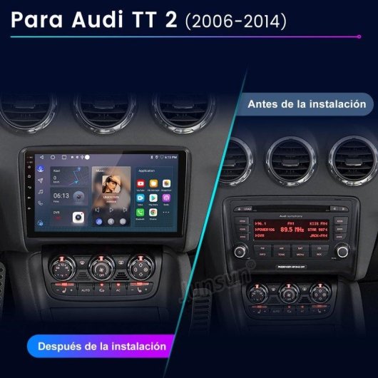 Autoradio JUNSUN 2+64Go Android 15 Carplay GPS BT Wifi Audi TT