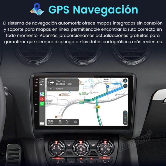 Autoradio JUNSUN 2+64Go Android 15 Carplay GPS BT Wifi Audi TT